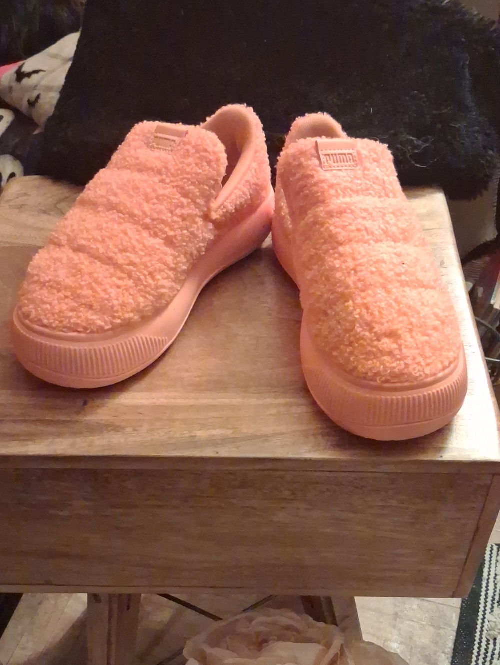 Puma Peach Fuzzy Slip-On Sneakers